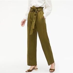 J. Crew Drapey Paper Bag Trousers in Olive, Size 6